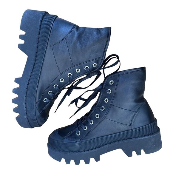 Proenza Schouler The City Combat Boots size EU 38 Black NEW Lug Sole Leather - Picture 3 of 10